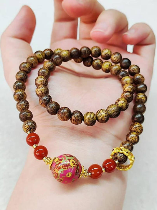 Agarwood & Lacquer Double-Wrap Bracelet