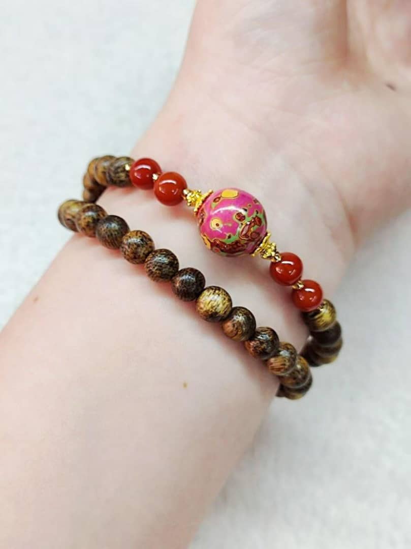 Agarwood & Lacquer Double-Wrap Bracelet