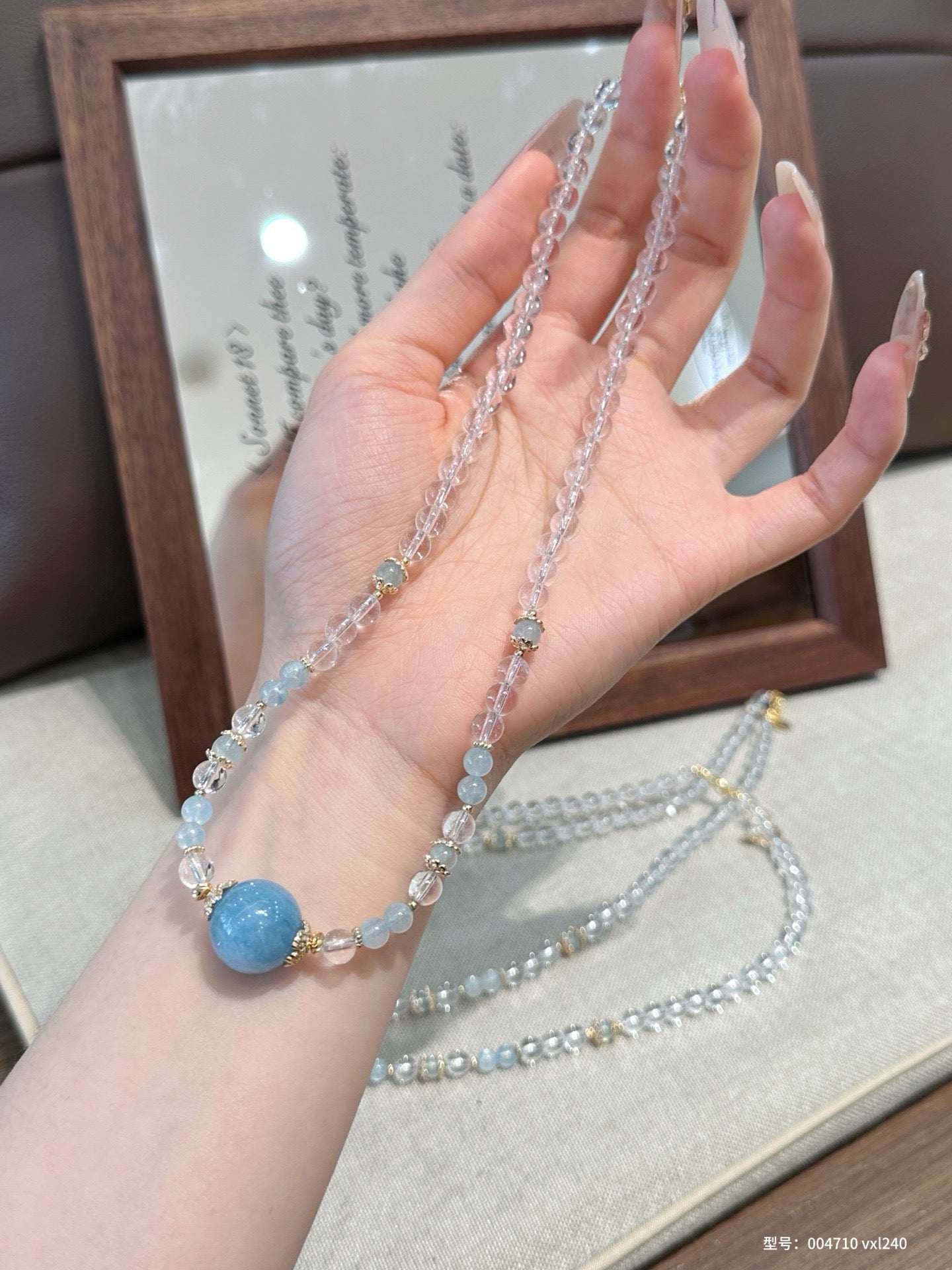 Aquamarine Clear Quartz Necklace