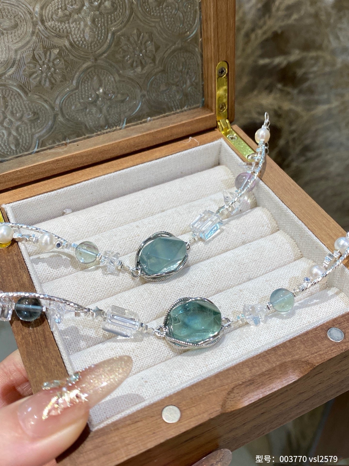 Green Fluorite & Pearl Bracelet