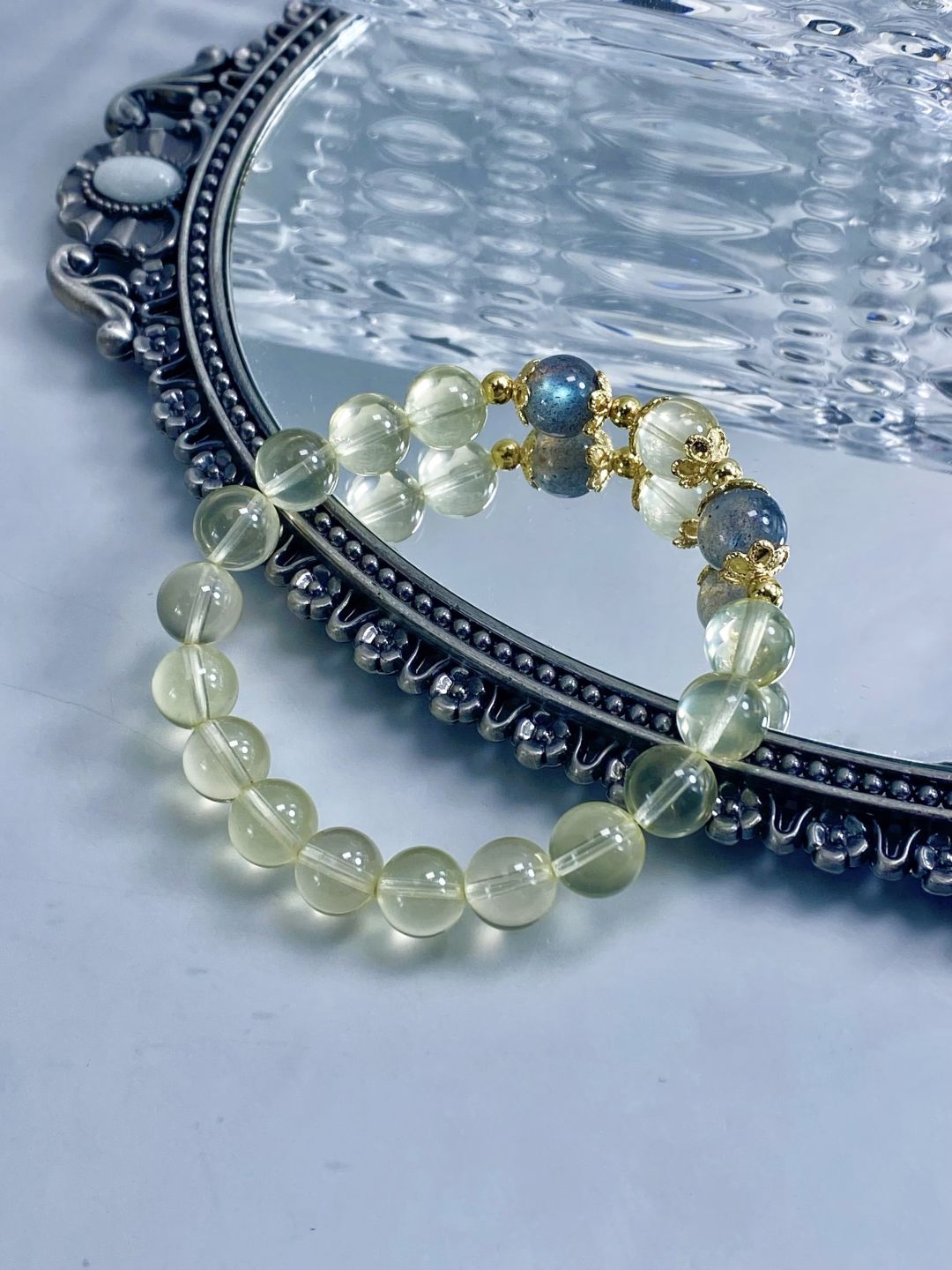 Lemon Quartz Gray Moonstone Bracelet