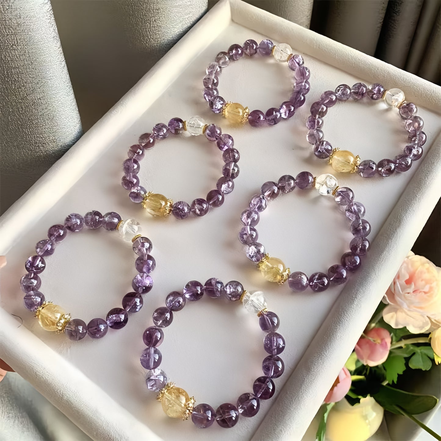 Purple Azeztulite With Citrine
