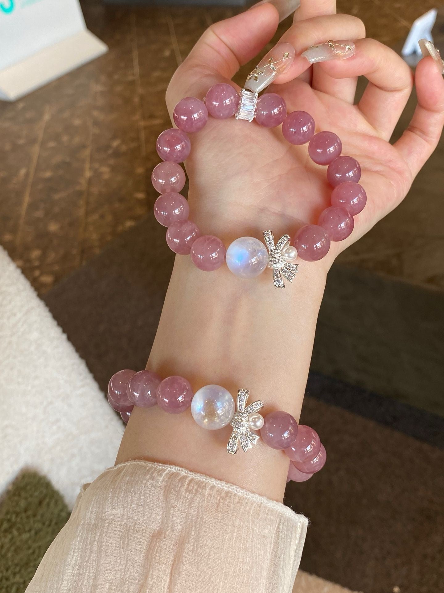 Purple Lepidolite Blue Moonstone Bracelet