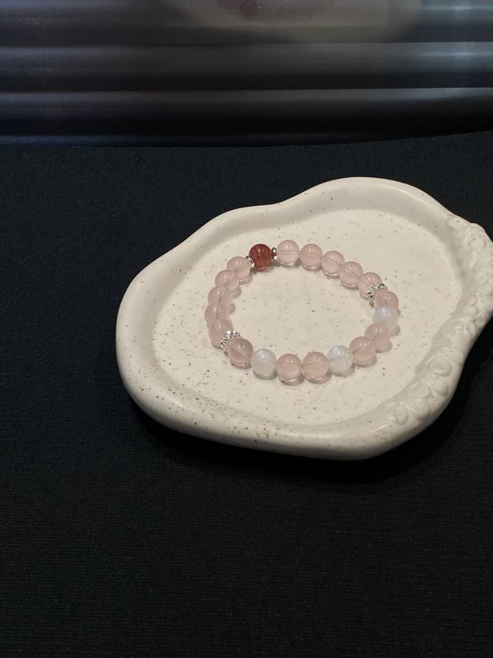 Strawberry Quartz Blue Moonstone Bracelet