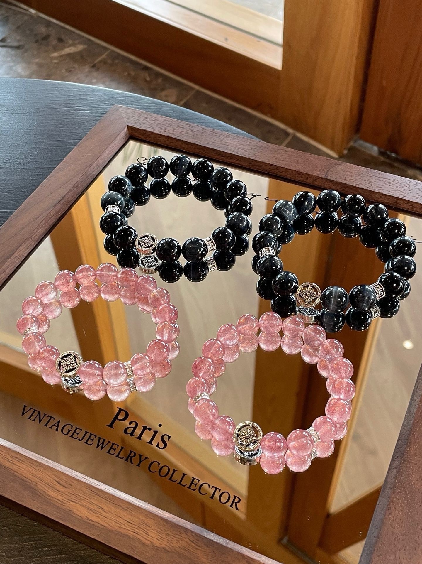 Couple Bracelets (Strawberry Quartz & Blue Tiger Eye)