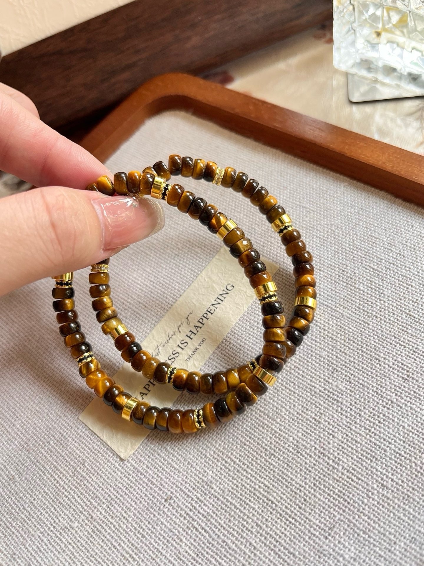 Yellow Tiger Eye Bracelet with Copper Accessories