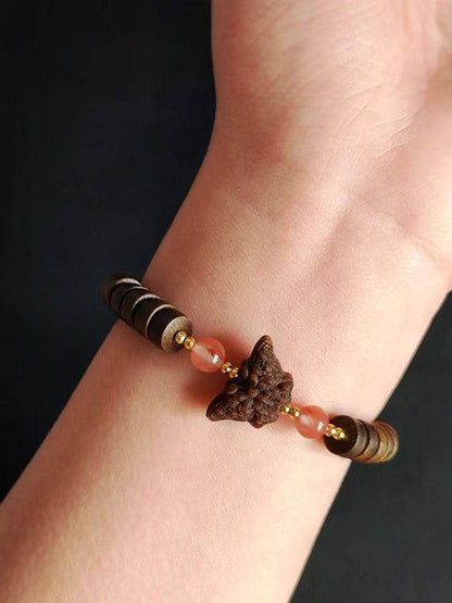 Agarwood Butterfly Bracelet with South Red Agate