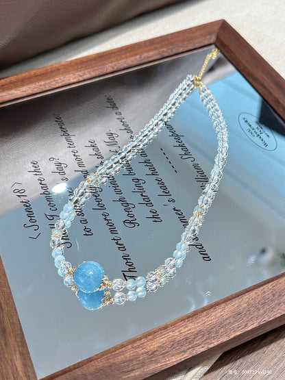 Aquamarine & Clear Quartz Necklace