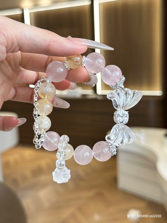 Butterfly Encounter – Rose Quartz  Citrine Bracelet