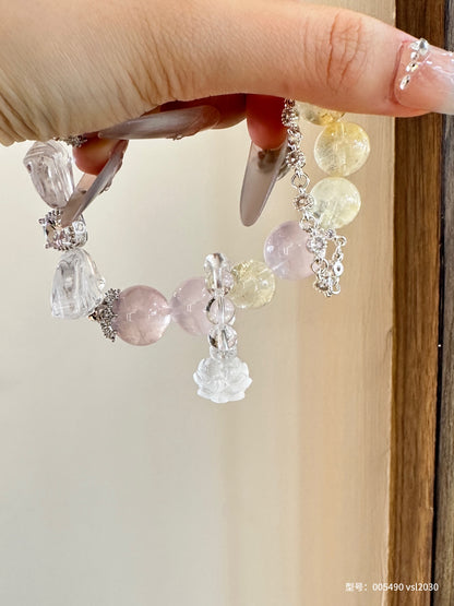 Butterfly Encounter – Rose Quartz  Citrine Bracelet