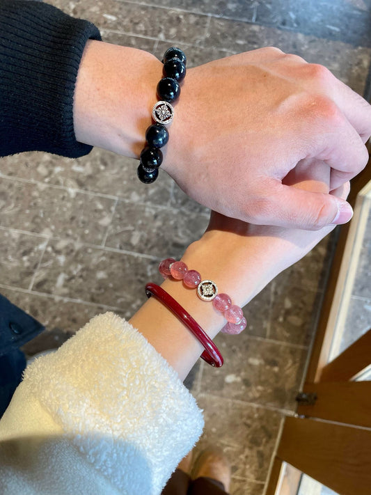 Couple Bracelets (Strawberry Quartz & Blue Tiger Eye)