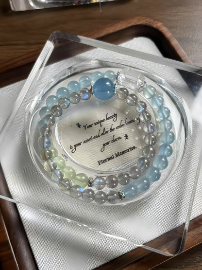 Gray Moonstone &Aquamarine