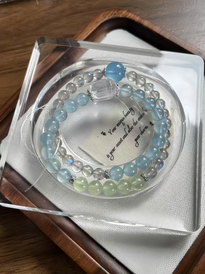 Gray Moonstone &Aquamarine
