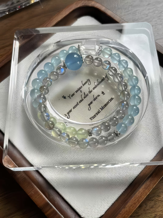 Gray Moonstone &Aquamarine
