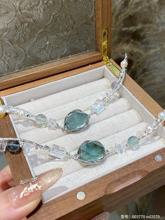 Green Fluorite & Pearl Bracelet