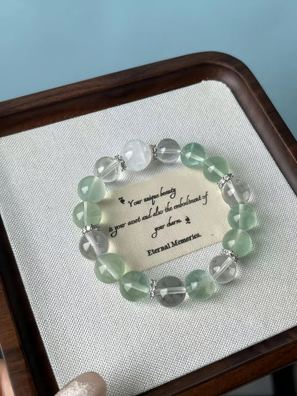 Green Fluorite with White Phantom Quartz
