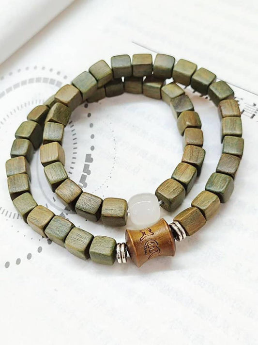 Green Sandalwood Double-Wrap Bracelet