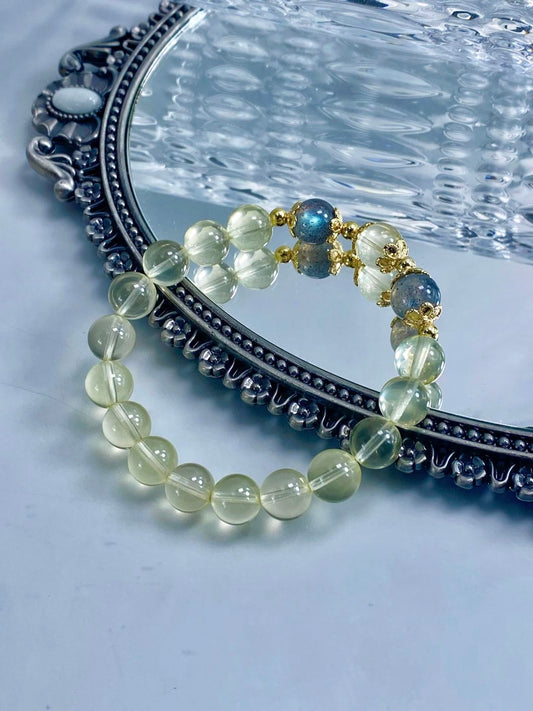 Lemon Quartz Gray Moonstone Bracelet
