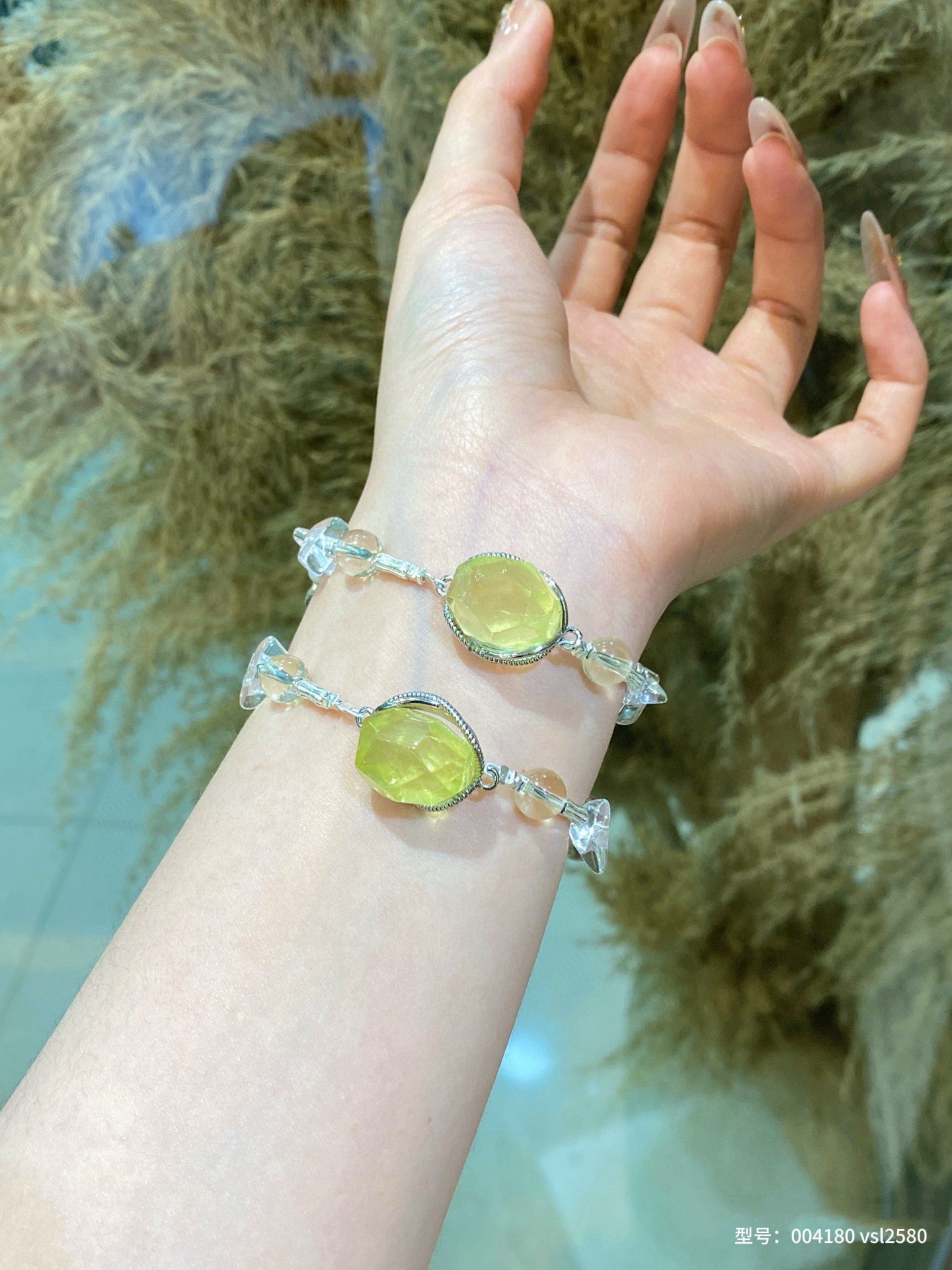 Lemon Quartz  Pearl Bracelet