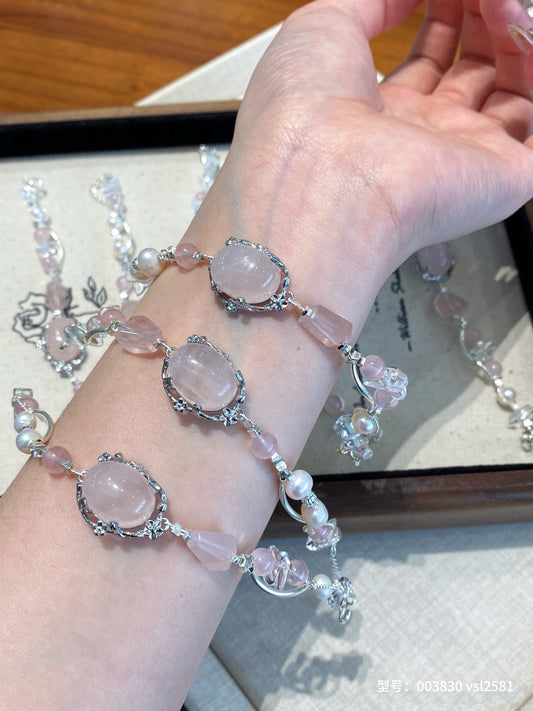 Morganite & Clear Quartz Bracelet