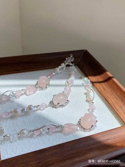 Morganite & Clear Quartz Bracelet