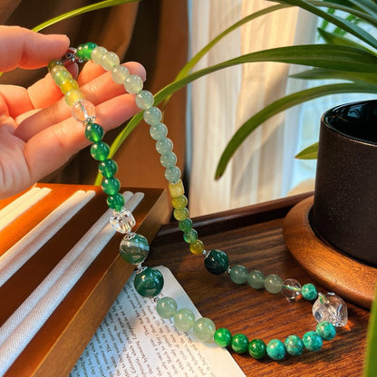 Natural White Quartz & Green Aventurine Necklace