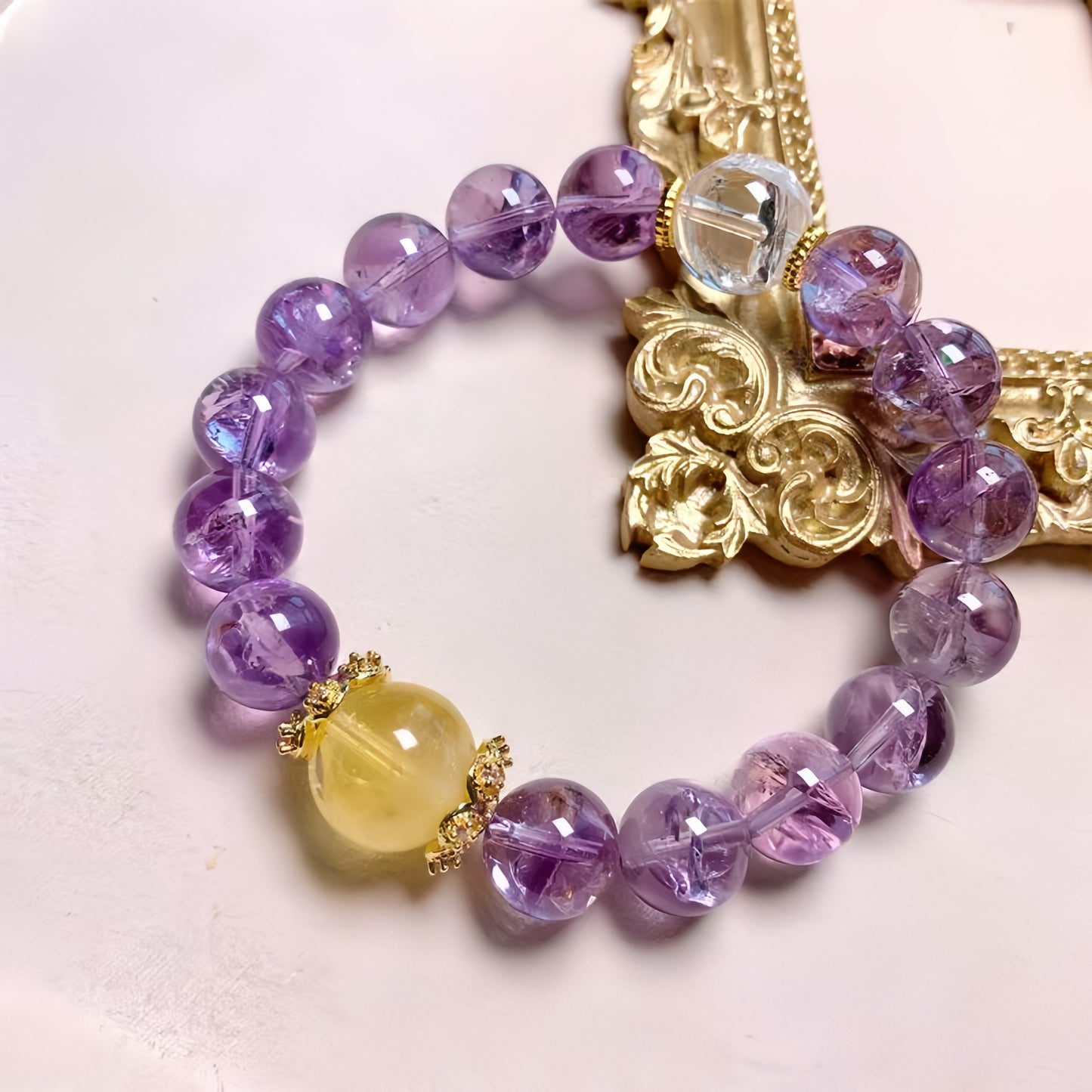 Purple Azeztulite With Citrine