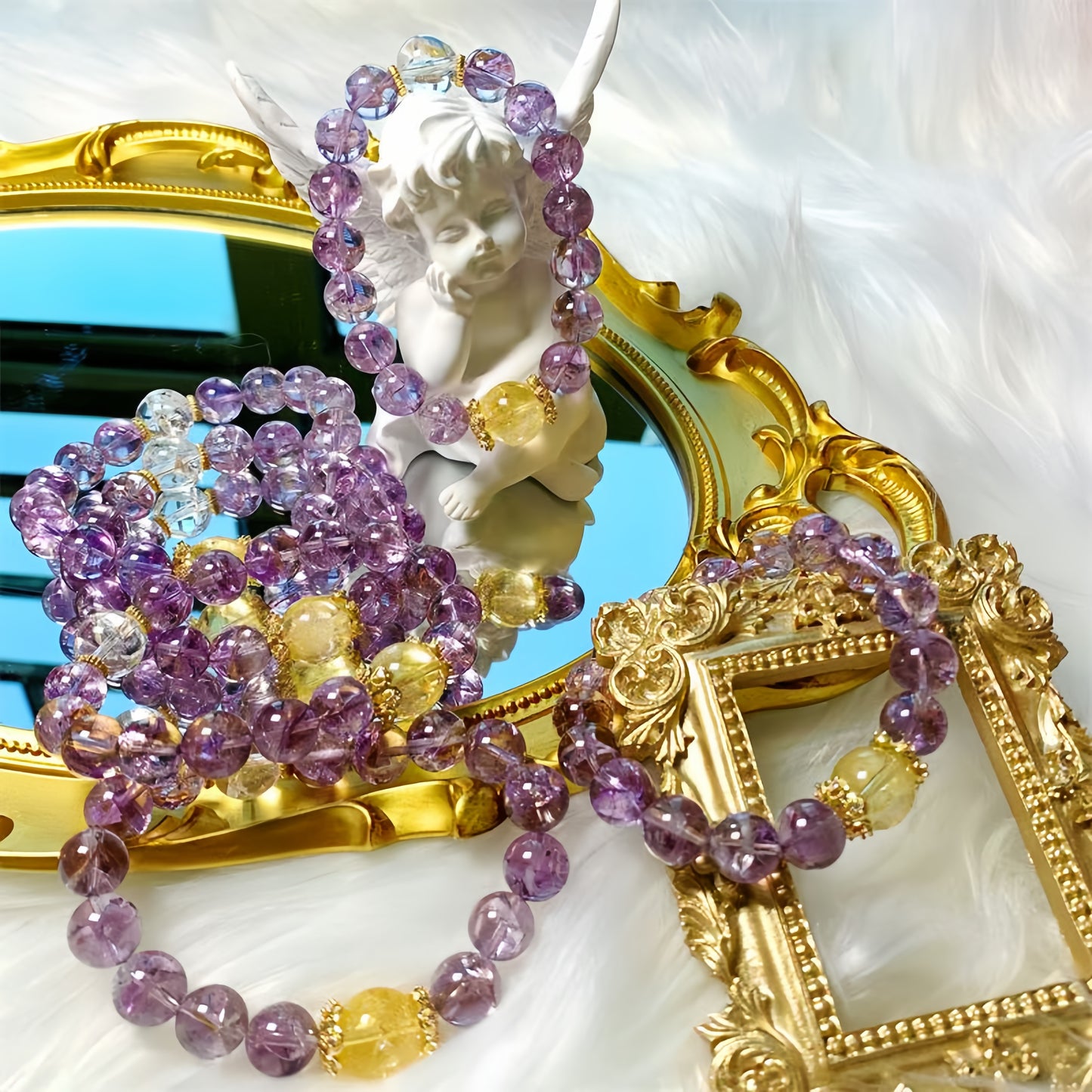 Purple Azeztulite With Citrine