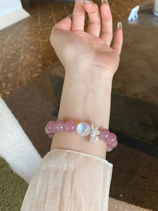 Purple Lepidolite &amp; Blue Moonstone Bracelet