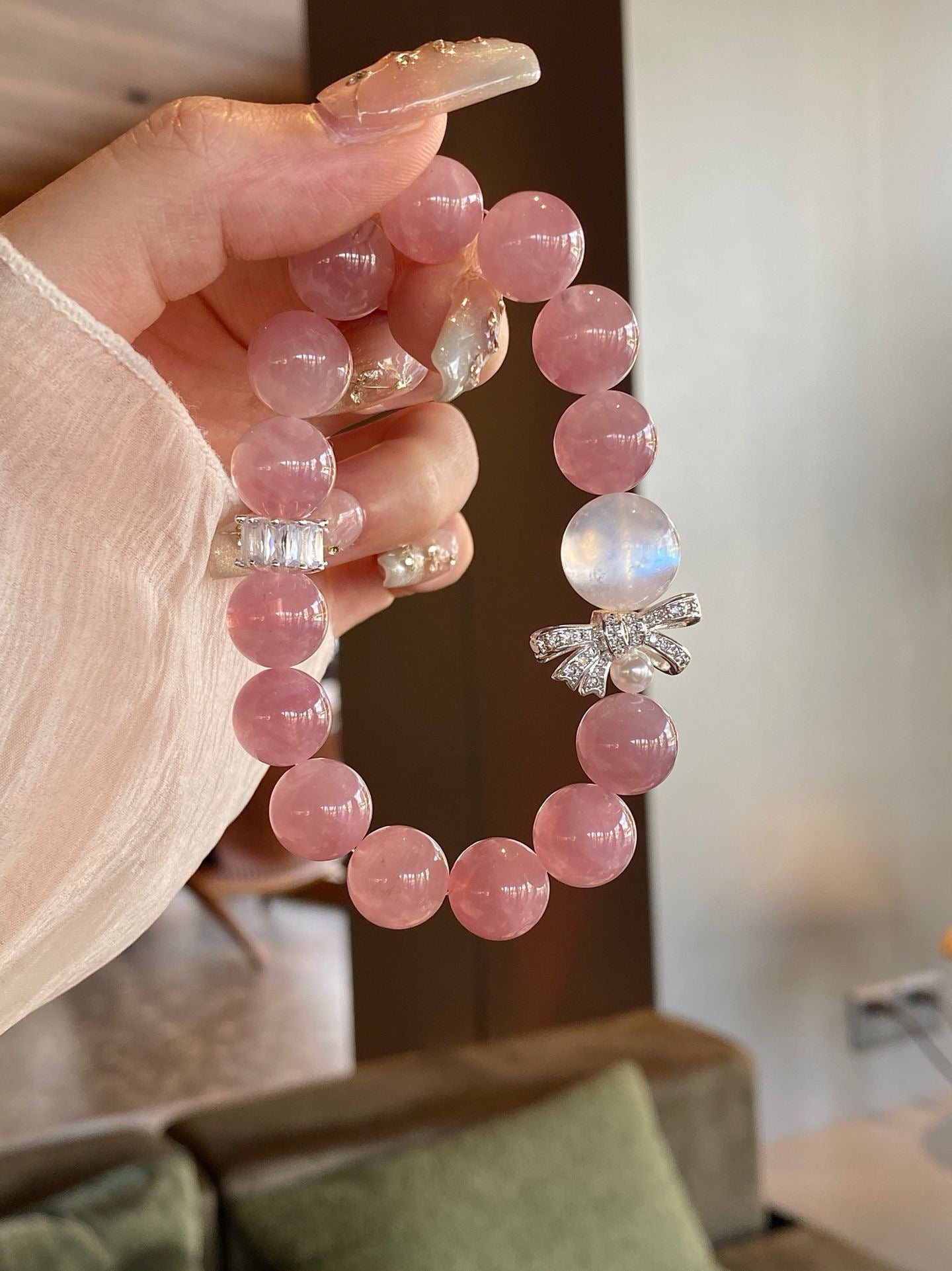 Purple Lepidolite Blue Moonstone Bracelet