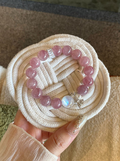 Purple Lepidolite Blue Moonstone Bracelet