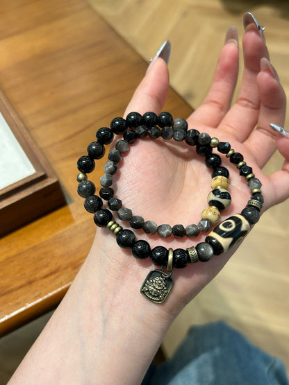 Three-Eyed Tiger Tooth Dzi bead